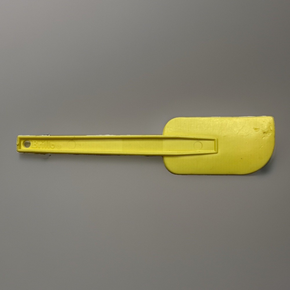 Vintage Brillo Yellow Jar Scraper Spreader Spatula 7.5" Kitchen Utensil